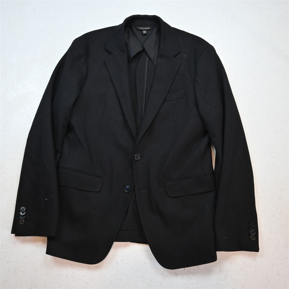 Banana Republic 38S Black Flannel Slim 384417 Soft Shoulder Mens Blazer Jacket